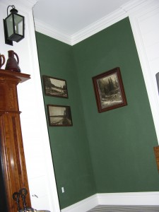 green fabric on walls