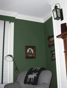 green fabric wall upholstery