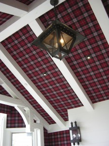 plaid fabric on ceiling