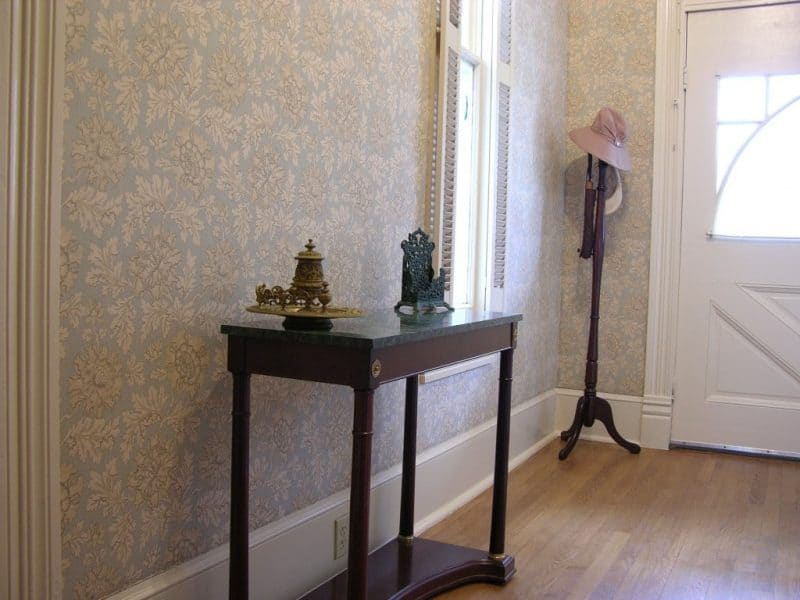 upholstered walls in a hallway