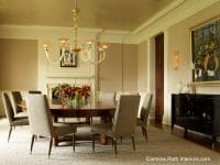 plain fabric walls- dining room