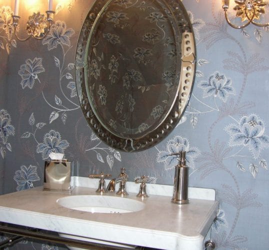 Powder room wall ideas - VETHOMAN fabric upholstered wall