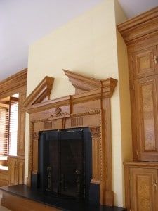 Mantel chimney with fabric on walls