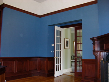blue walls in home office