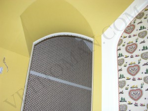 Fabric on walls by VE Thoman Rogers & Goffigon fabric on walls upholstered by VE Thoman