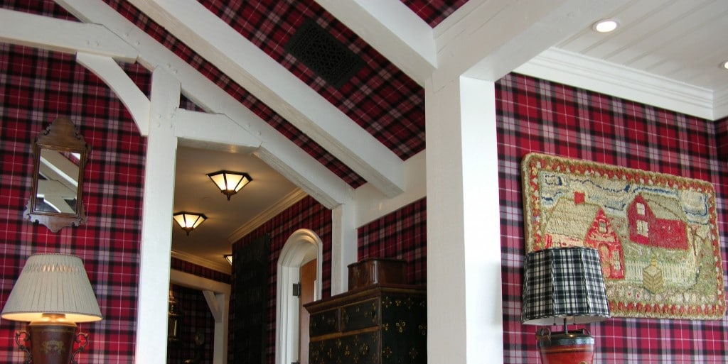 tartan fabric in bedroom