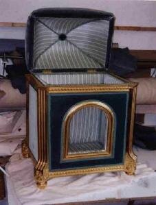antique dog bed with upholstery fabrics